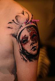 European and American mask arm tattoo pictures