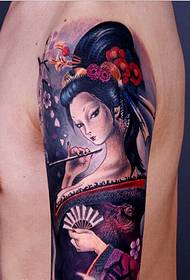 ဖက်ရှင်အထီးလက်မောင်းကိုယ်ရည်ကိုယ်သွေး geisha တက်တူးထိုးပုံစံရုပ်ပုံ