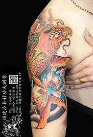Arm color squid tattoo