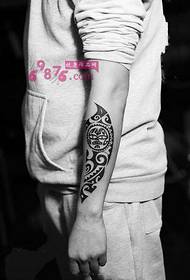 Alternative totem arm black and white tattoo picture