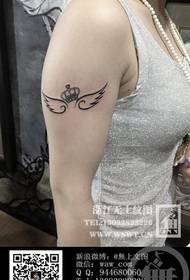 Arm angel crown tattoo