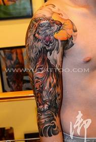 Arm color uphill tiger tattoo picture