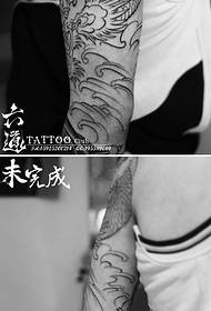 Beauty woman face unicorn snake tattoo pattern