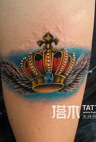 Arm crown wings tattoo pattern