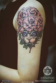 Patrón de tatuaje de gato brocado cabeza estilo barroco