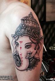 Arm black gray elephant god tattoo pattern