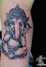 Arm black gray elephant tattoo pattern