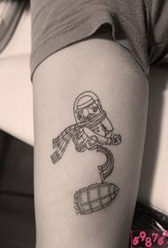 Black and white spaceman creative arm tattoo