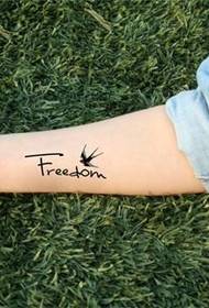 Girl's arm with fresh English tattoos