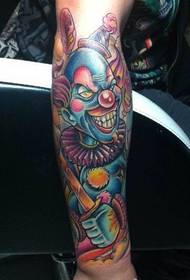 Arm color school clown tattoo pattern