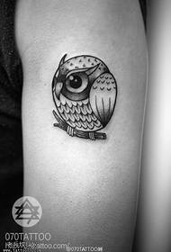 Round Twice Super Cute Owl Tattoo Pattern