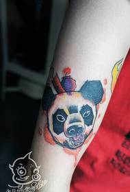 Arm color angry panda tattoo pattern