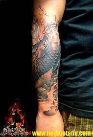 Arm ink Chinese style squid tattoo pattern