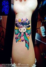 Wrist Color Bow Kitty Cat Tattoo Pattern
