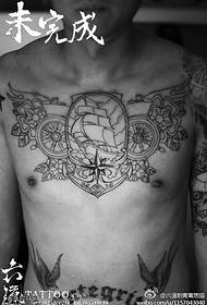 Chest large extension rudder hand ship tattoo pattern