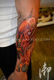 I-Arm color yendabuko ye-carp lotus tattoo iphethini