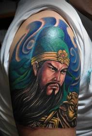 Forntida hjältearm Guan Gong tatuering