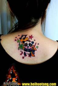 Watercolor cartoon panda tattoo pattern