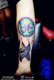 Arm color butterfly dream catcher tattoo pattern