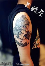 Arm color mask girl tattoo pattern