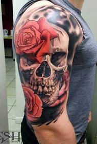 Rose skull arm tattoo