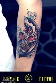 Arm color personality shark tattoo pattern