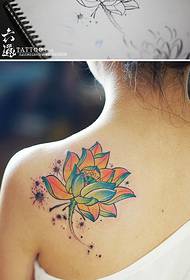 Watercolor shoulder small lotus tattoo pattern