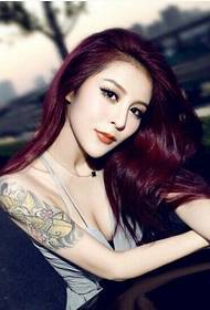 Beauty car model European and American personality arm tattoo pictures