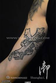 Inner arm cross bead tattoo pattern
