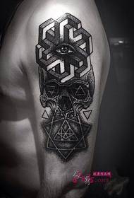 Art skull geometry graphic arm tattoo