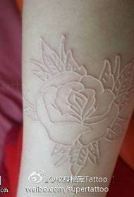 Arm white invisible rose tattoo pattern