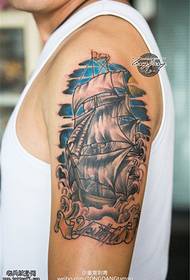 Big arm sailing tattoo pattern