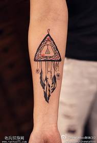 Arm colorful triangle dream catcher tattoo pattern