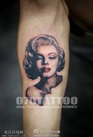 Arm black gray realistic portrait Marilyn Monroe tattoo pattern