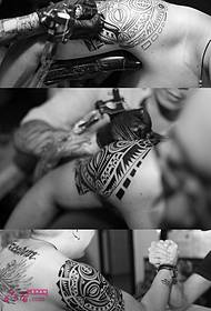 手臂玛雅图腾纹身过程图片