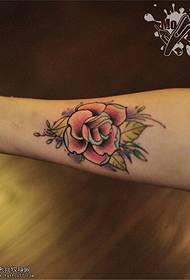 Arm color school rose tattoo picture