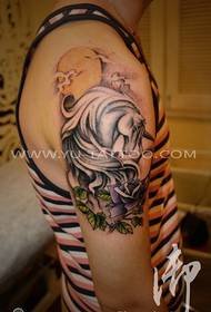 ສີແຂນແຂນໄດ້ເພີ່ມຮູບແບບ tattoo unicorn