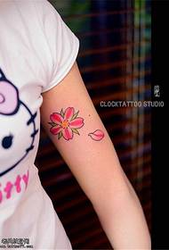 Arm color cherry blossom tattoo pattern