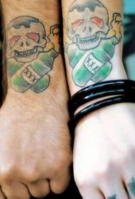 Couple arm evil skull tattoo