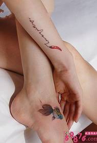 Female foot goldfish, arm pepper personality tattoo