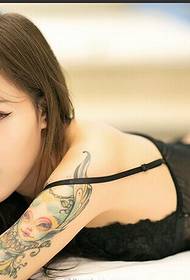 Sexy seductive beauty girl arm tattoo pattern picture