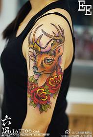Arms gorgeous big deer head tattoo pattern
