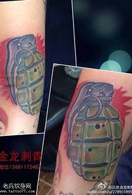 Arm super realistic green grenade tattoo pattern