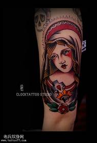Arm color virgin mary tattoo pattern