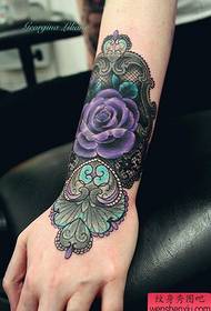 Arm color flower tattoo pattern