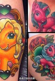 Colorful personality unicorn tattoo pattern