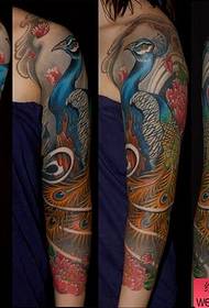Arm of the arm of the peacock tattoo