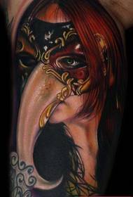 Arm color bigmouth girl tattoo work