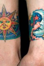 Arm couple sun moon tattoo pattern