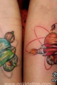 Arm color cartoon airplane couple tattoo